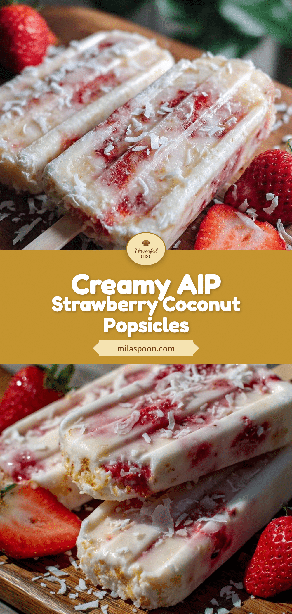 creamy AIP strawberry coconut popsicles recipe