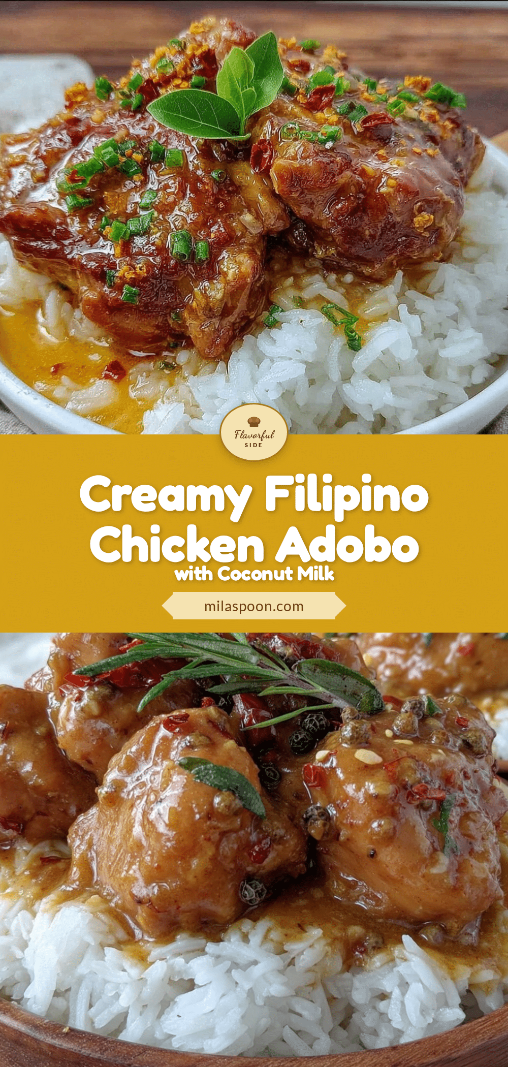 creamy Filipino chicken adobo with coconut milk recipe