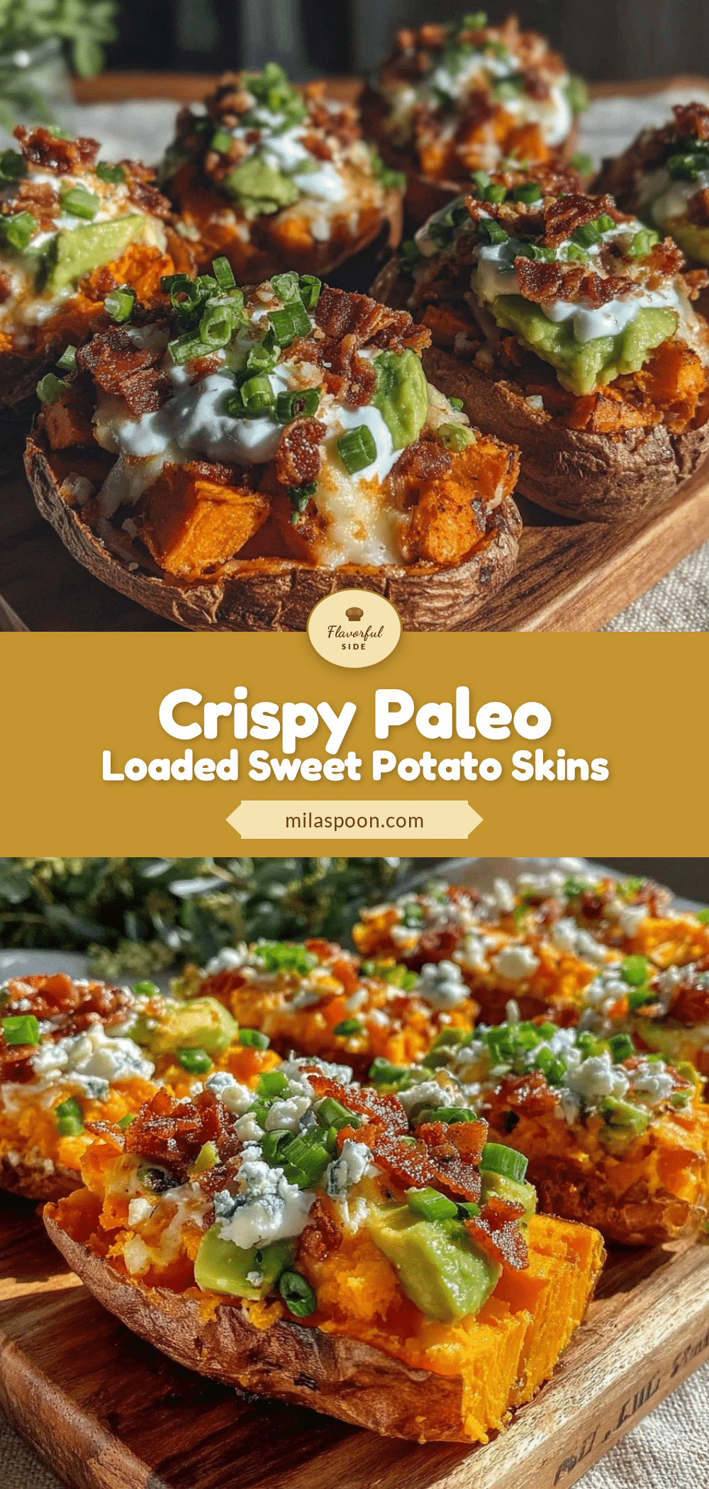 crispy paleo loaded sweet potato skins recipe