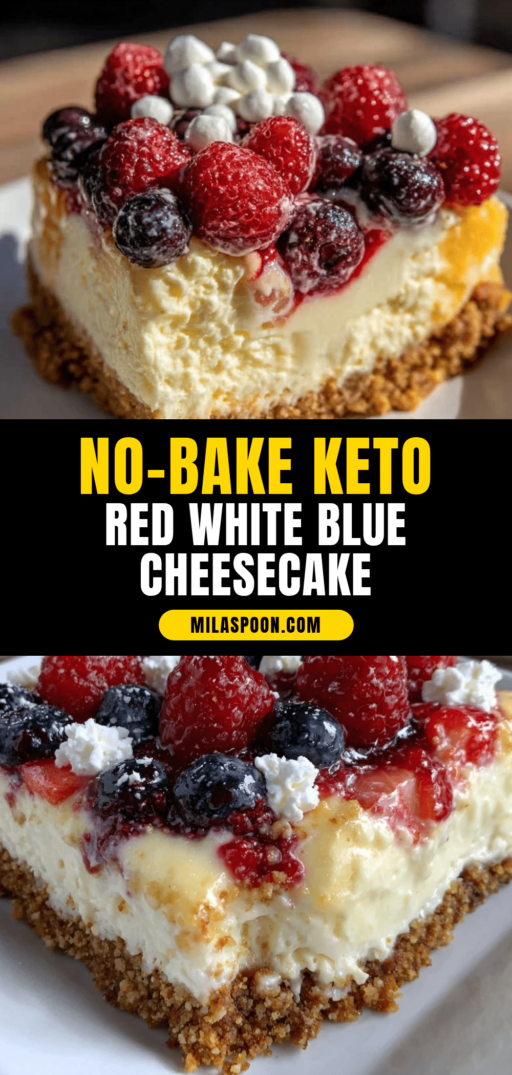 Perfect Keto Red White Blue Cheesecake recipe