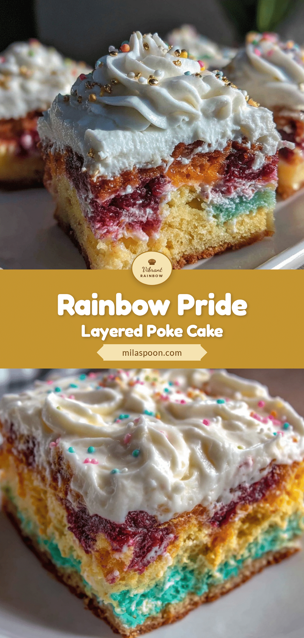 rainbow pride layered poke cake recipe