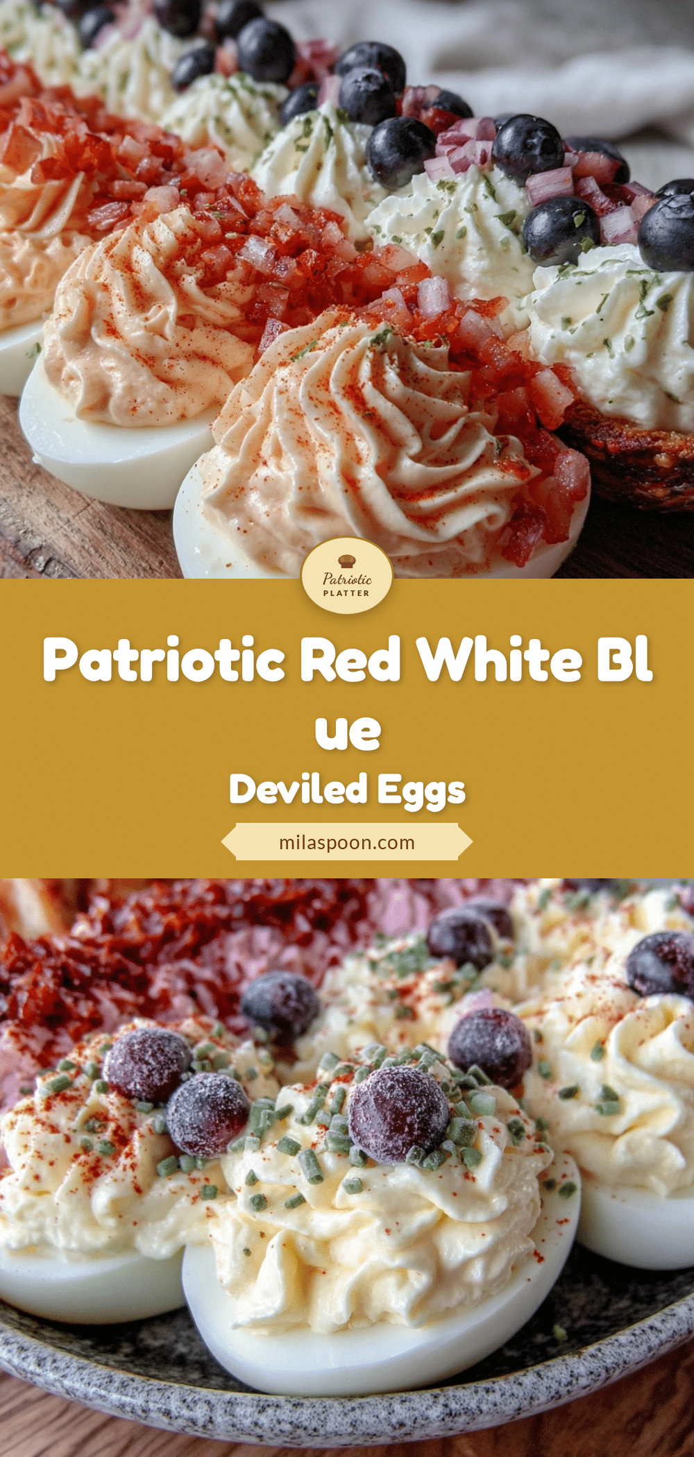 red white and blue deviled egg platter recipe
