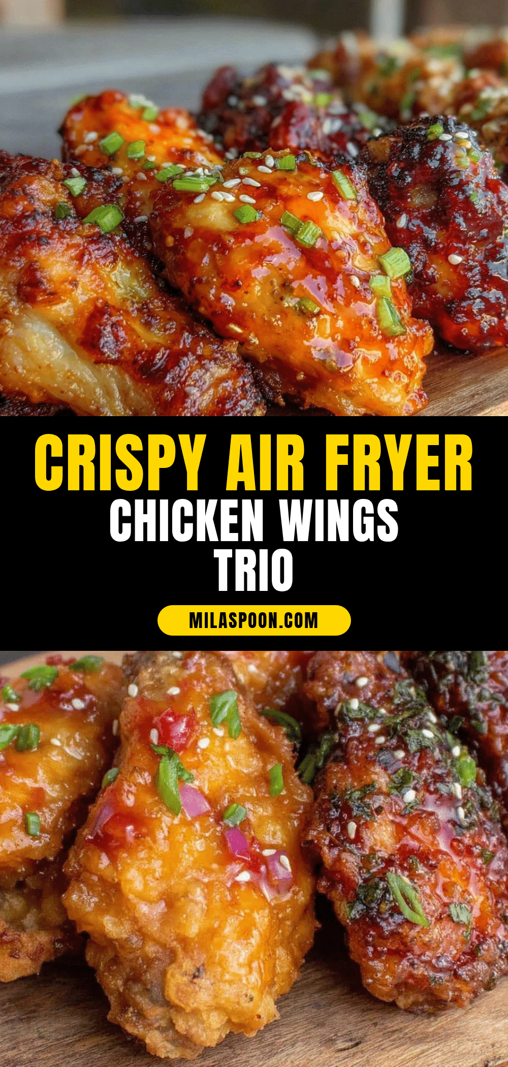 crispy air fryer chicken wings trio recipe