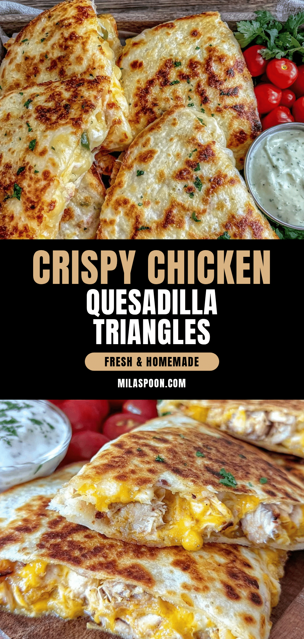 crispy chicken quesadilla triangles recipe