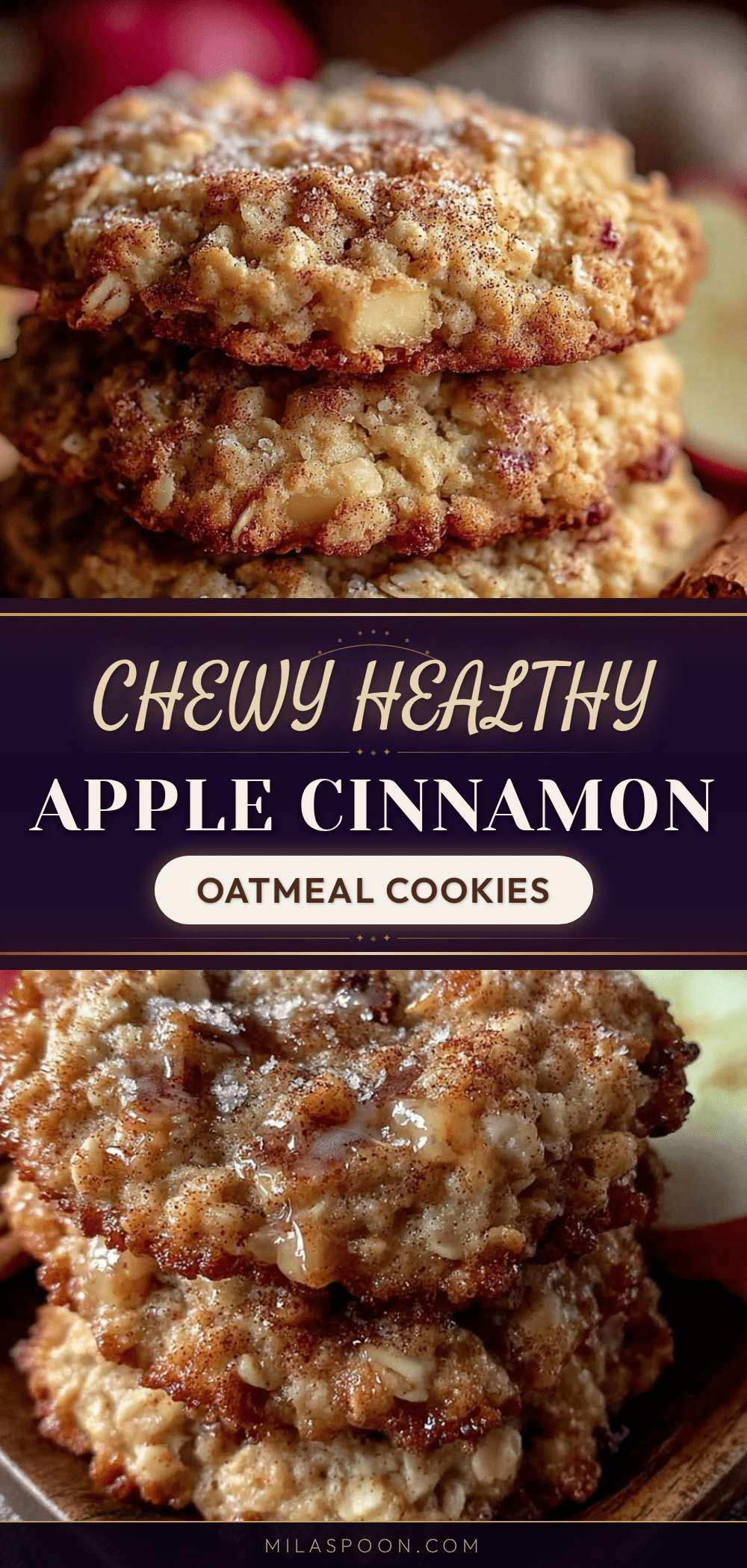 Healthy Chewy Apple Cinnamon Oatmeal Cookies recipe