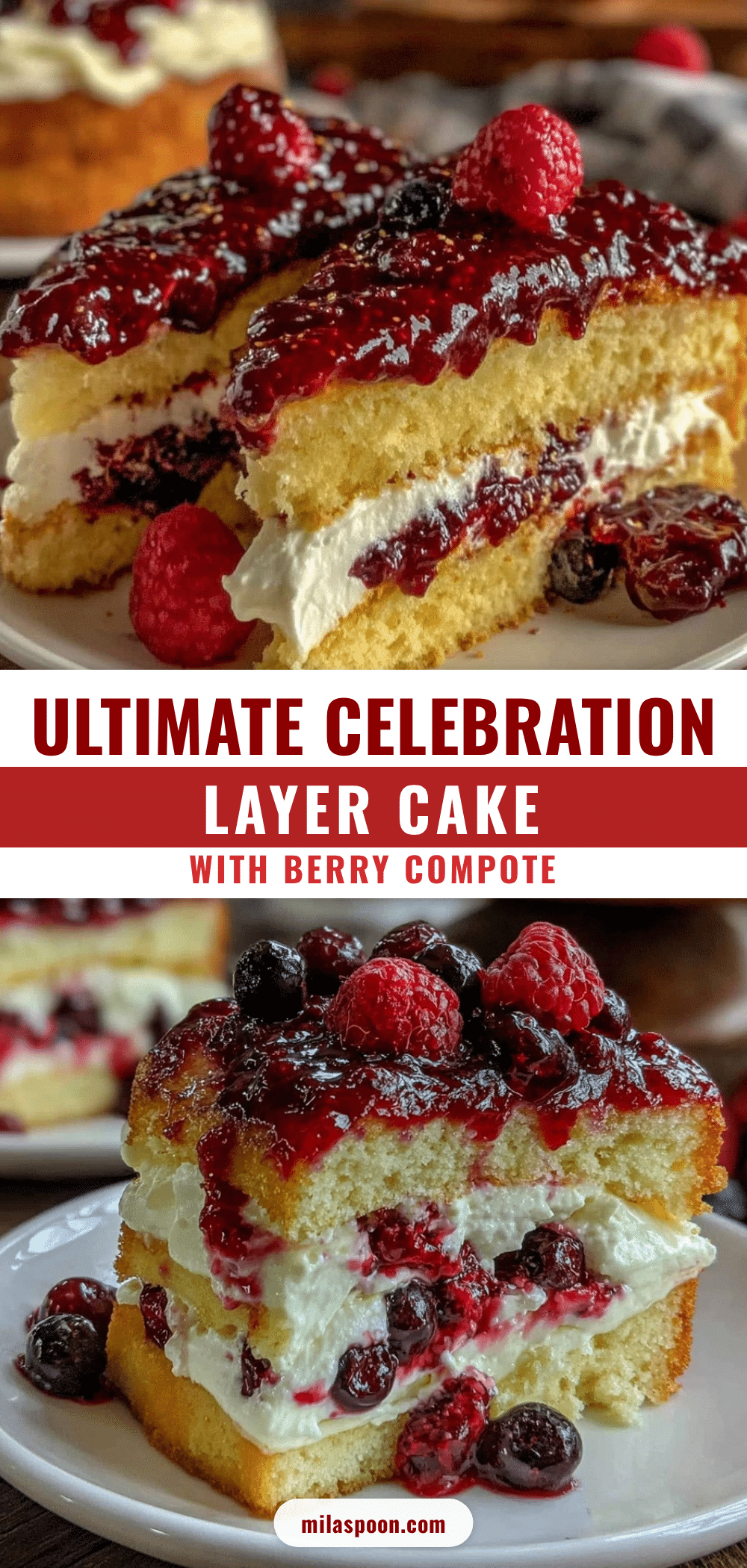 perfect celebration layer cake with berry compote recipe