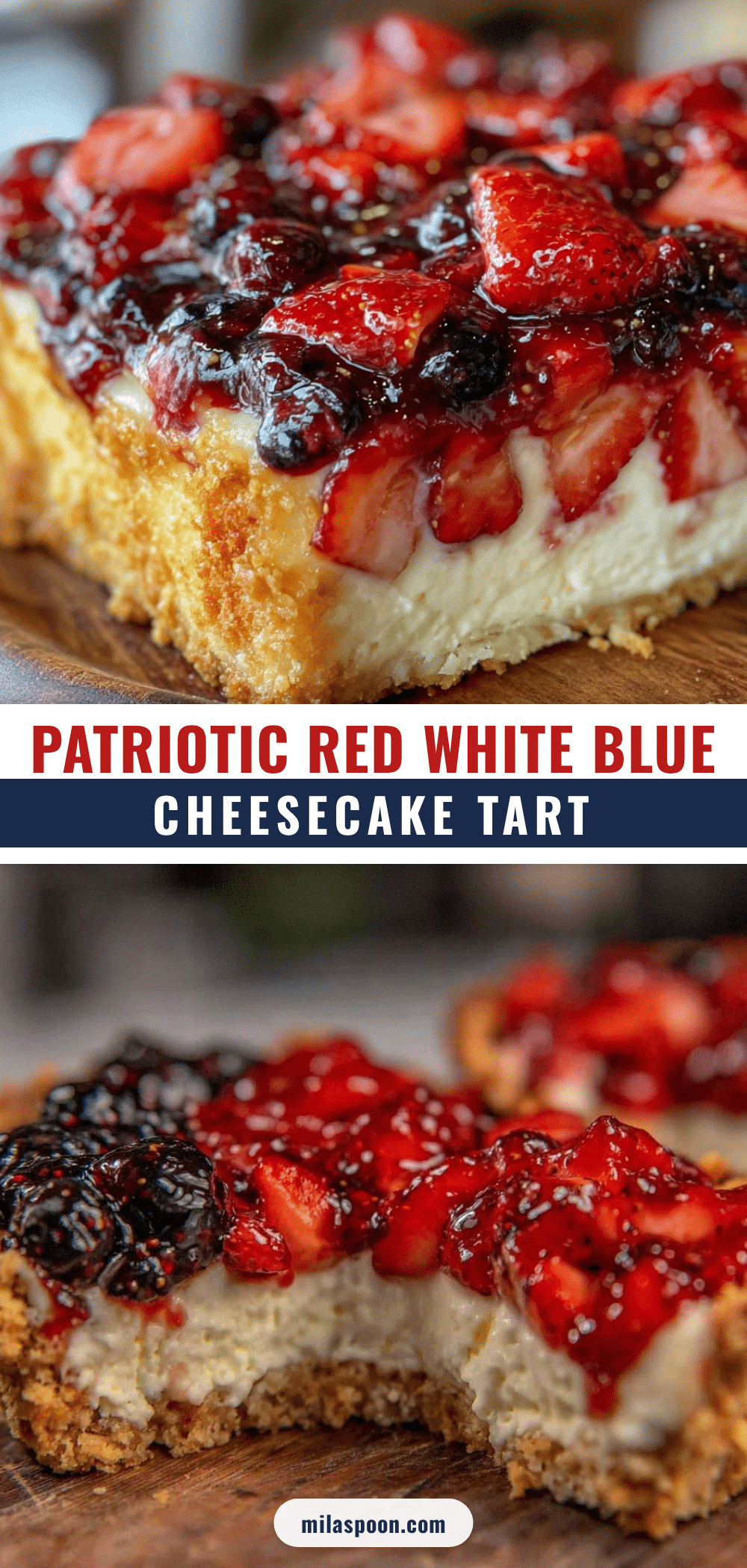 red white and blue cheesecake flag tart recipe