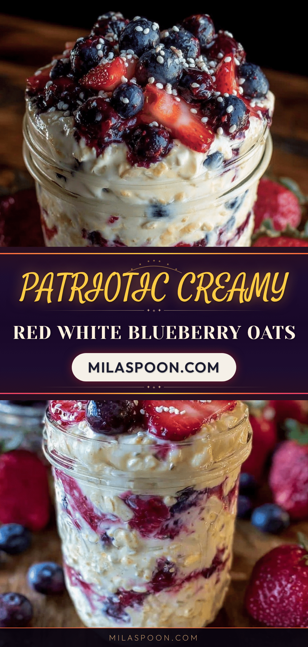 red white and blueberry overnight oats recipe