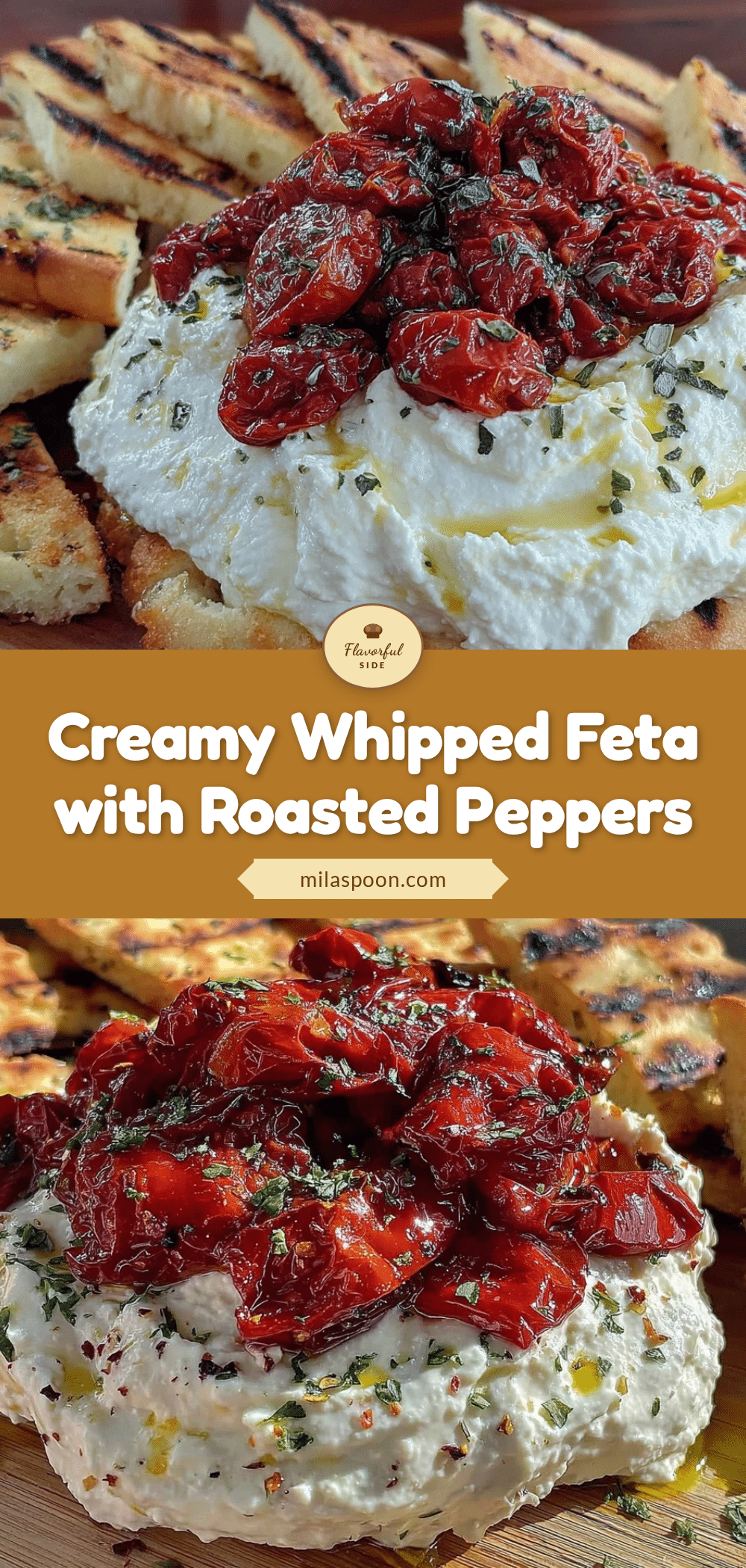 creamy whipped feta with roasted red pepper recipe