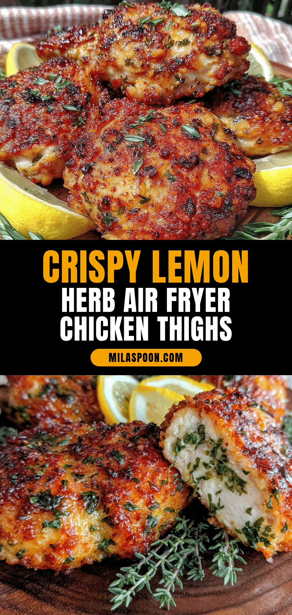 crispy lemon herb air fryer chicken thighs recipe
