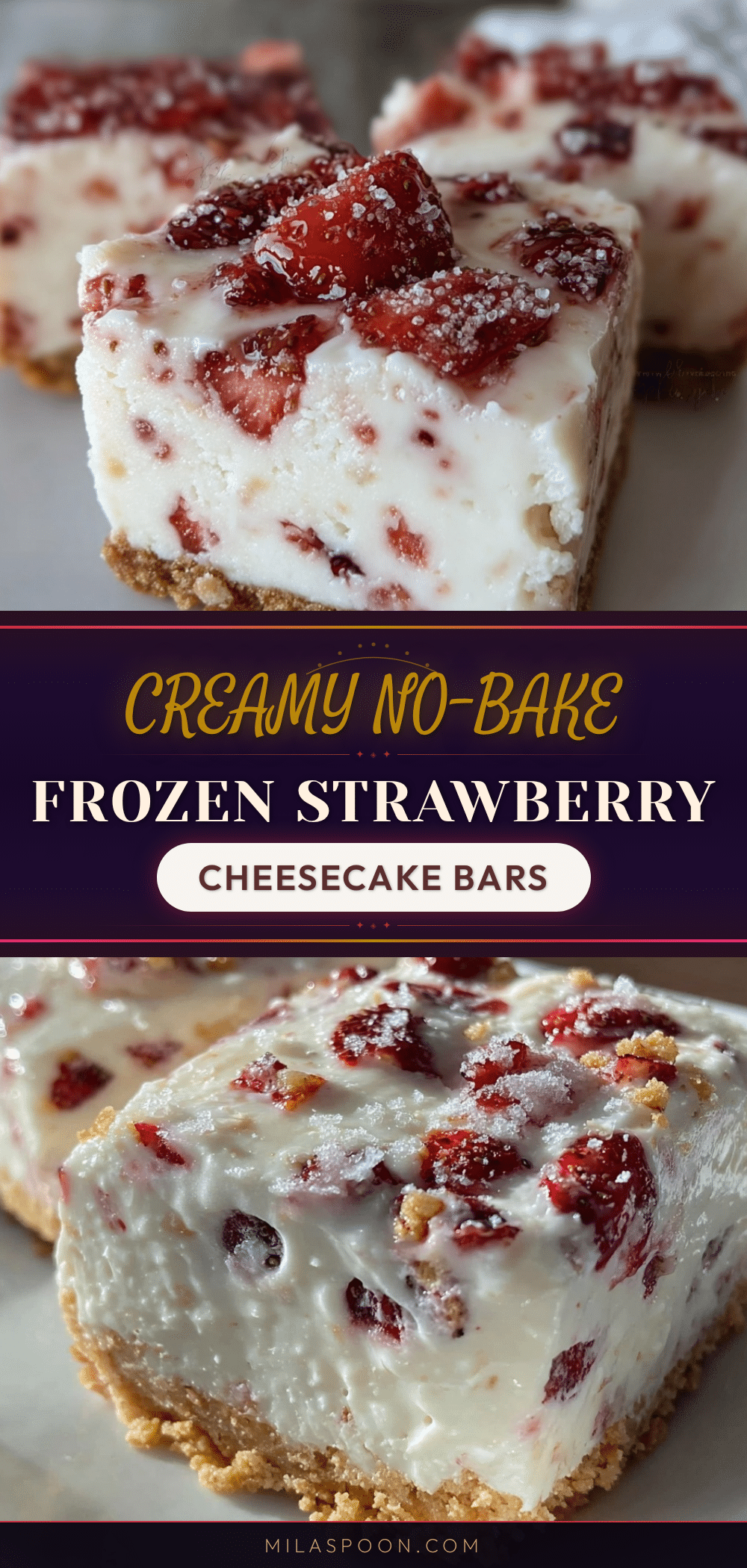 Easy Frozen Strawberry Cheesecake Bars recipe