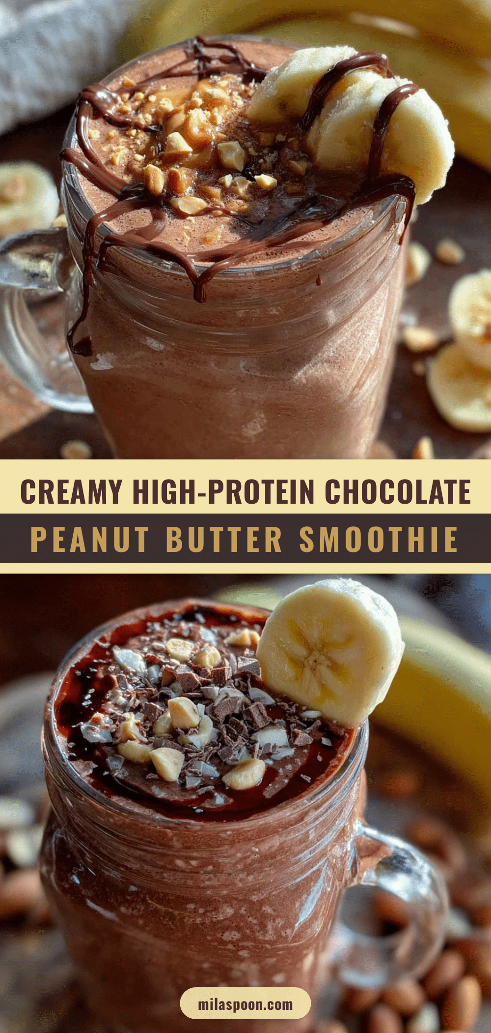 high-protein chocolate peanut butter banana smoothie recipe