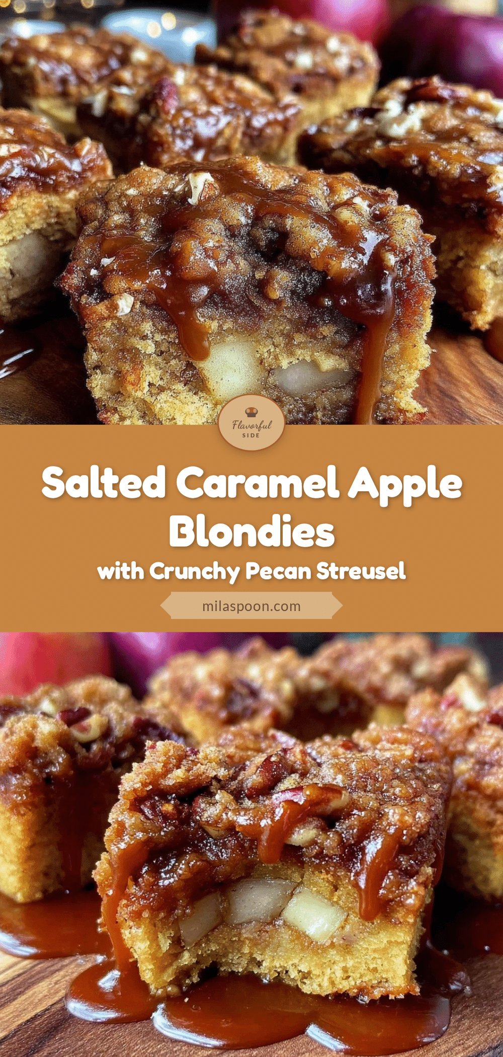 salted caramel apple blondie bars recipe