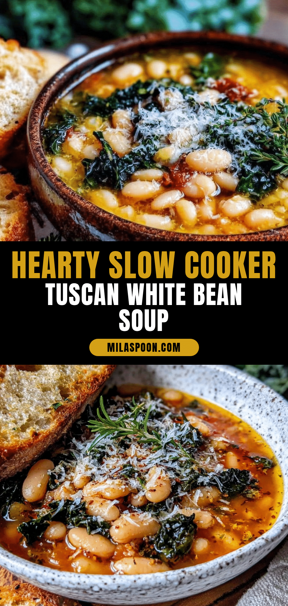 slow cooker white bean and kale Tuscan soup recipe
