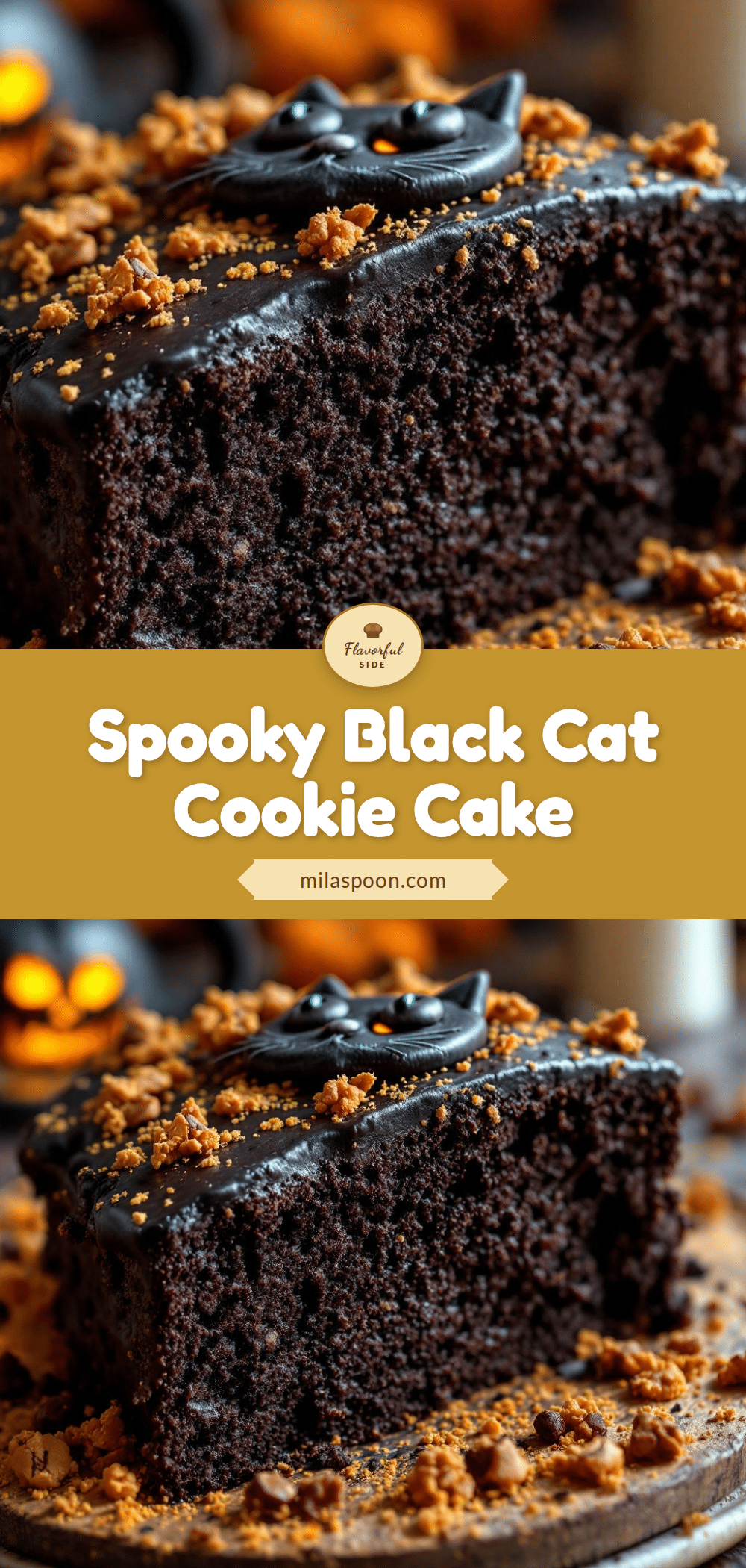 Black cat Halloween cookie cake recipe