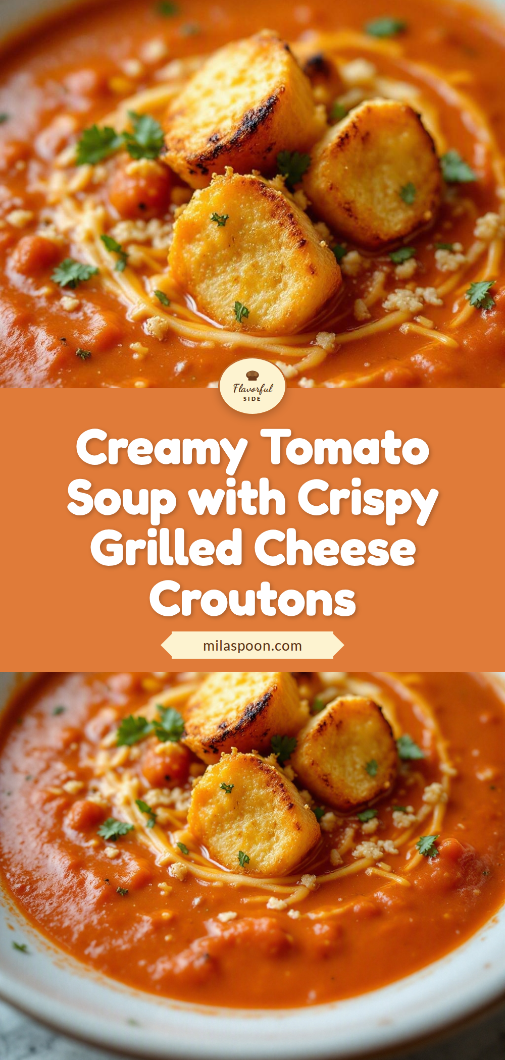 creamy tomato soup with grilled cheese croutons recipe