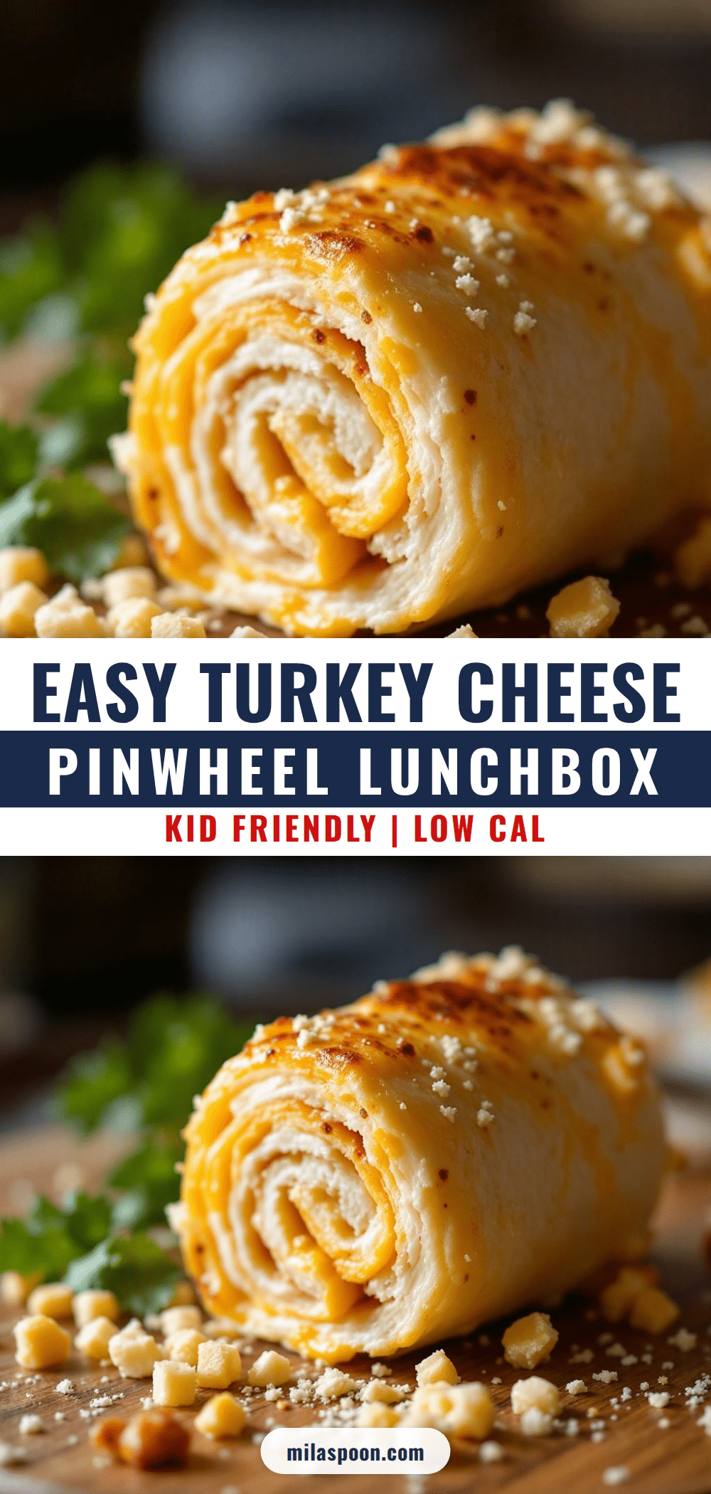 easy turkey cheese pinwheel lunchbox idea recipe