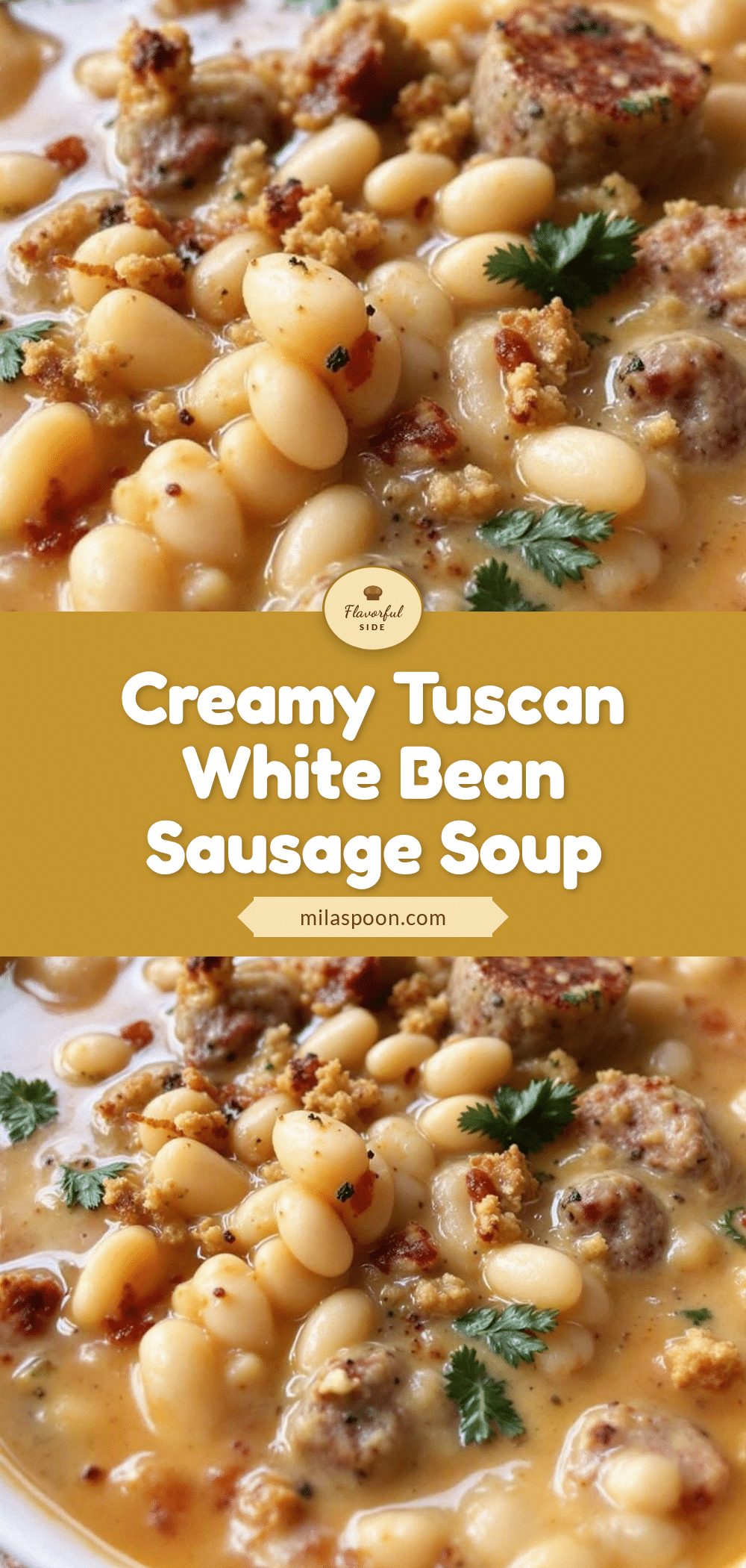 Cozy Creamy Tuscan White Bean and Sausage Soup recipe