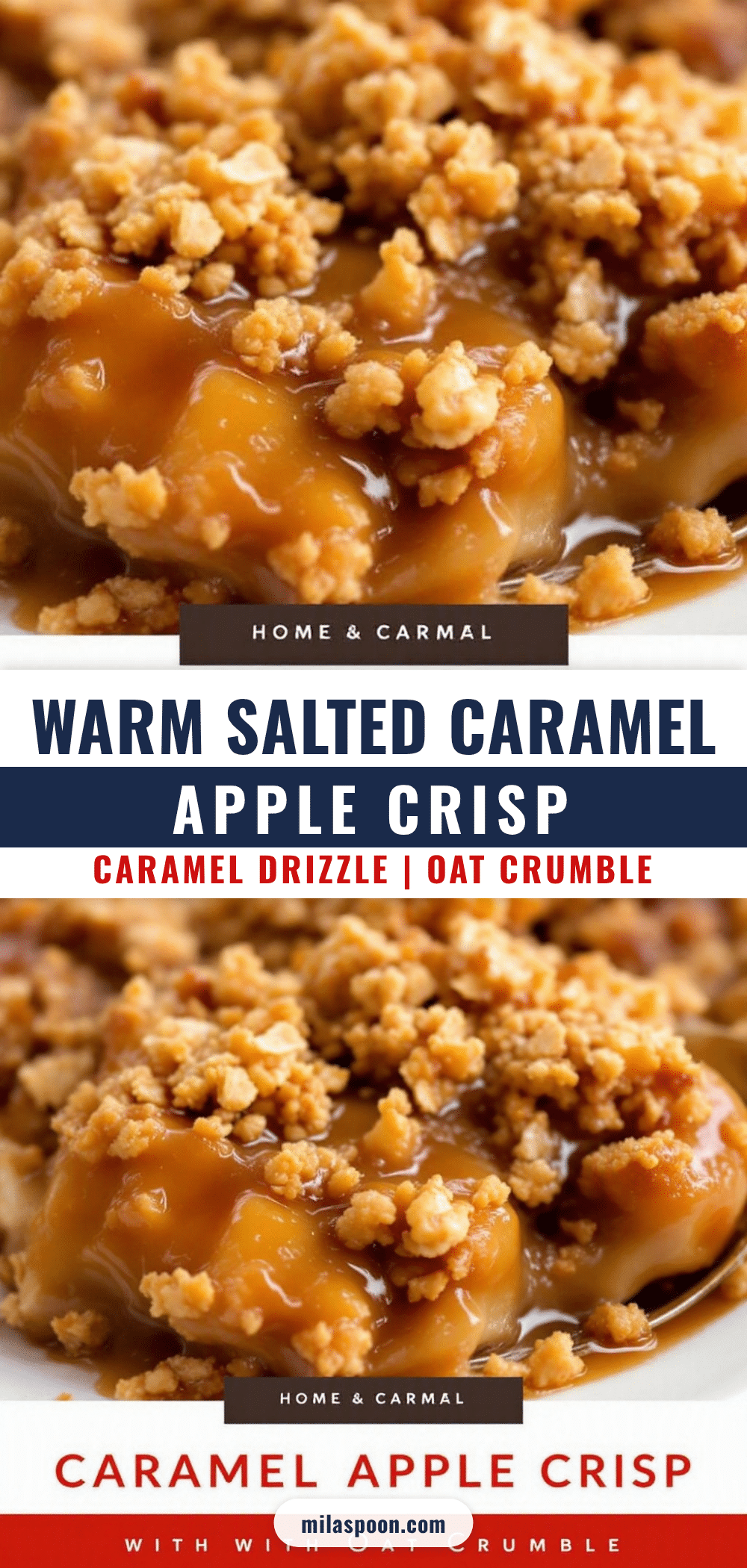 cozy salted caramel apple crisp with oat crumble recipe