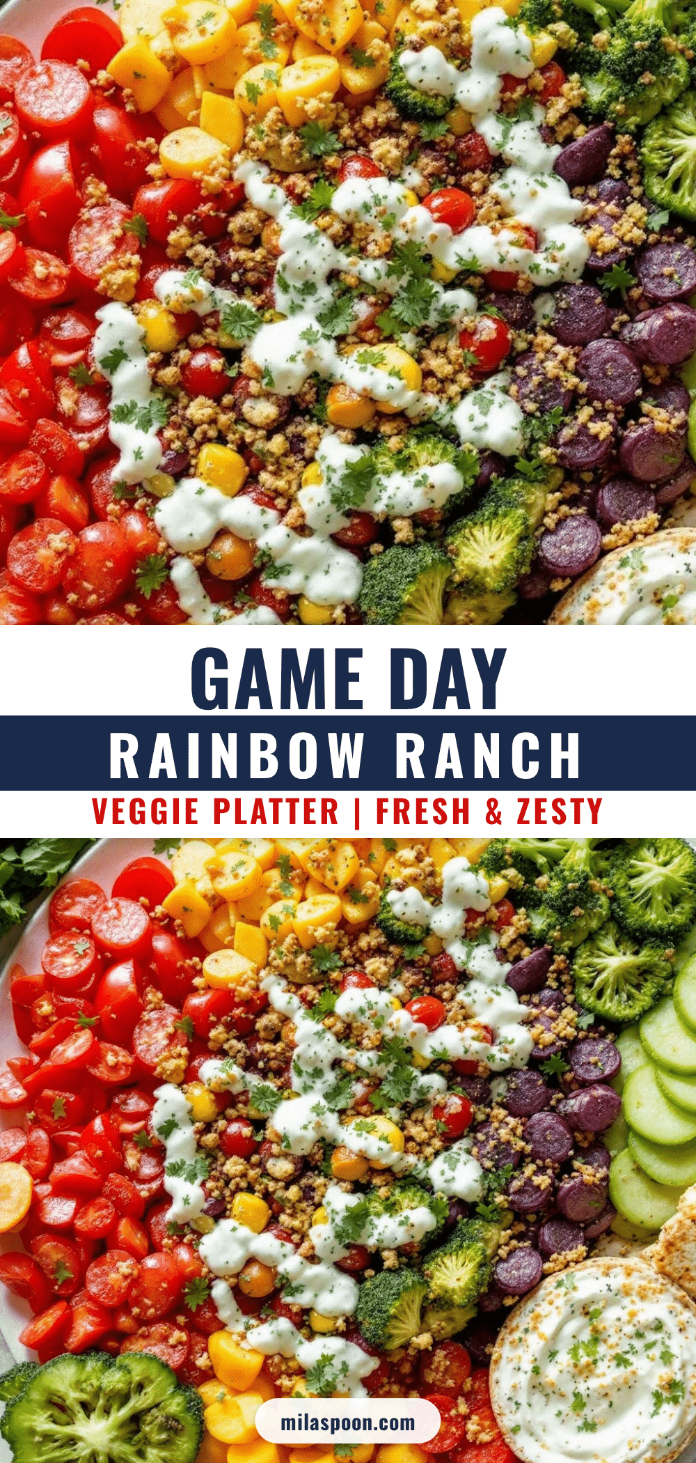 easy rainbow veggie football platter recipe