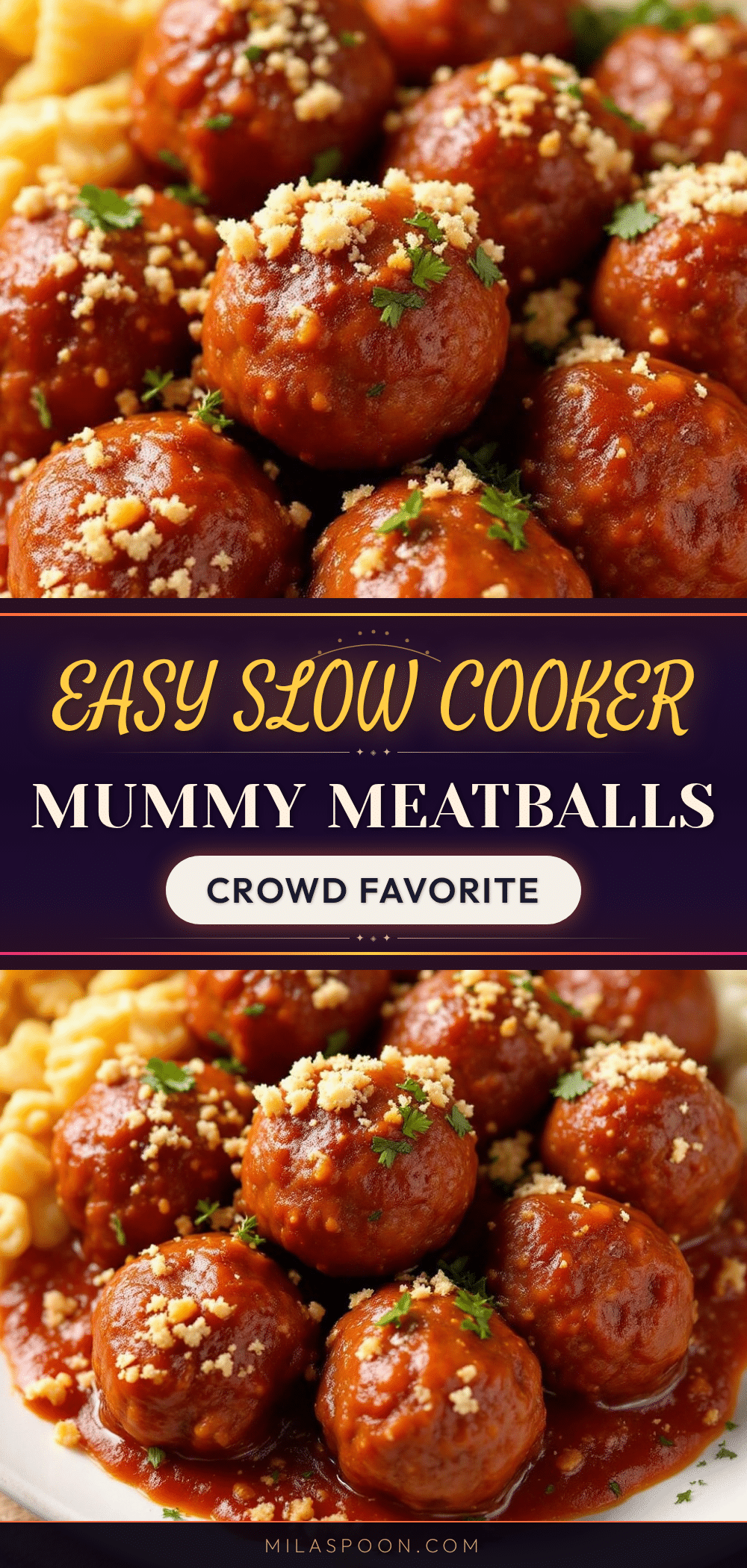 Easy Slow Cooker Mummy Meatballs recipe