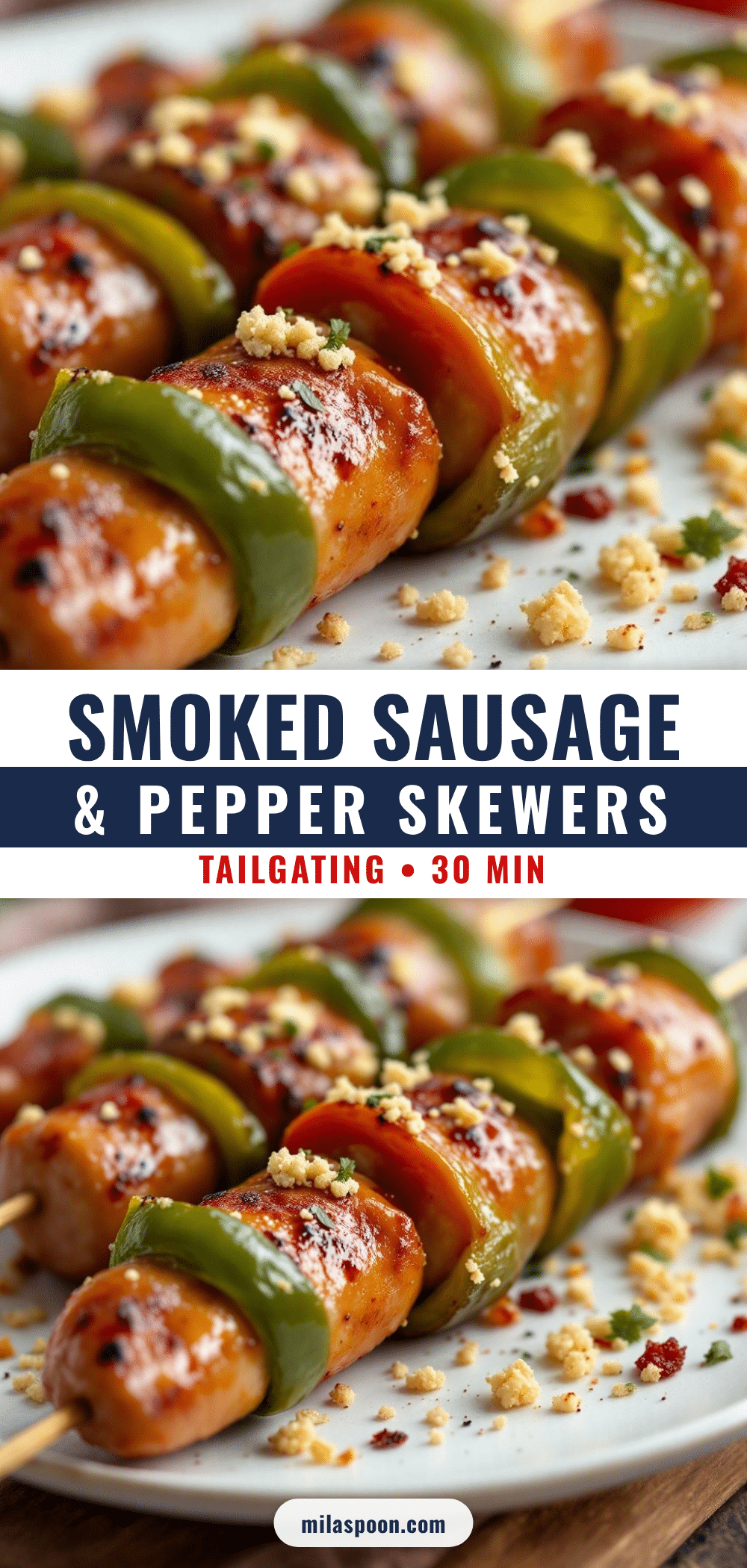 easy smoked sausage and pepper skewers recipe