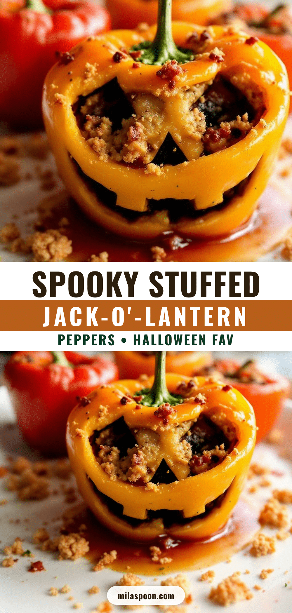 jack-o-lantern stuffed bell peppers recipe