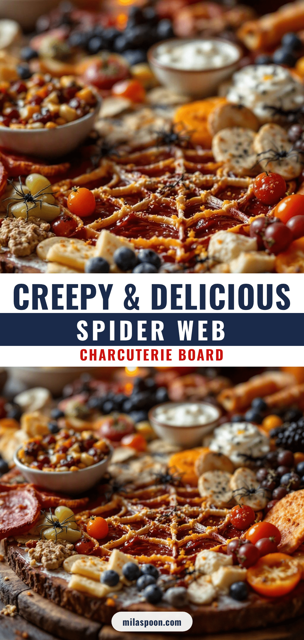 spider web halloween charcuterie board recipe
