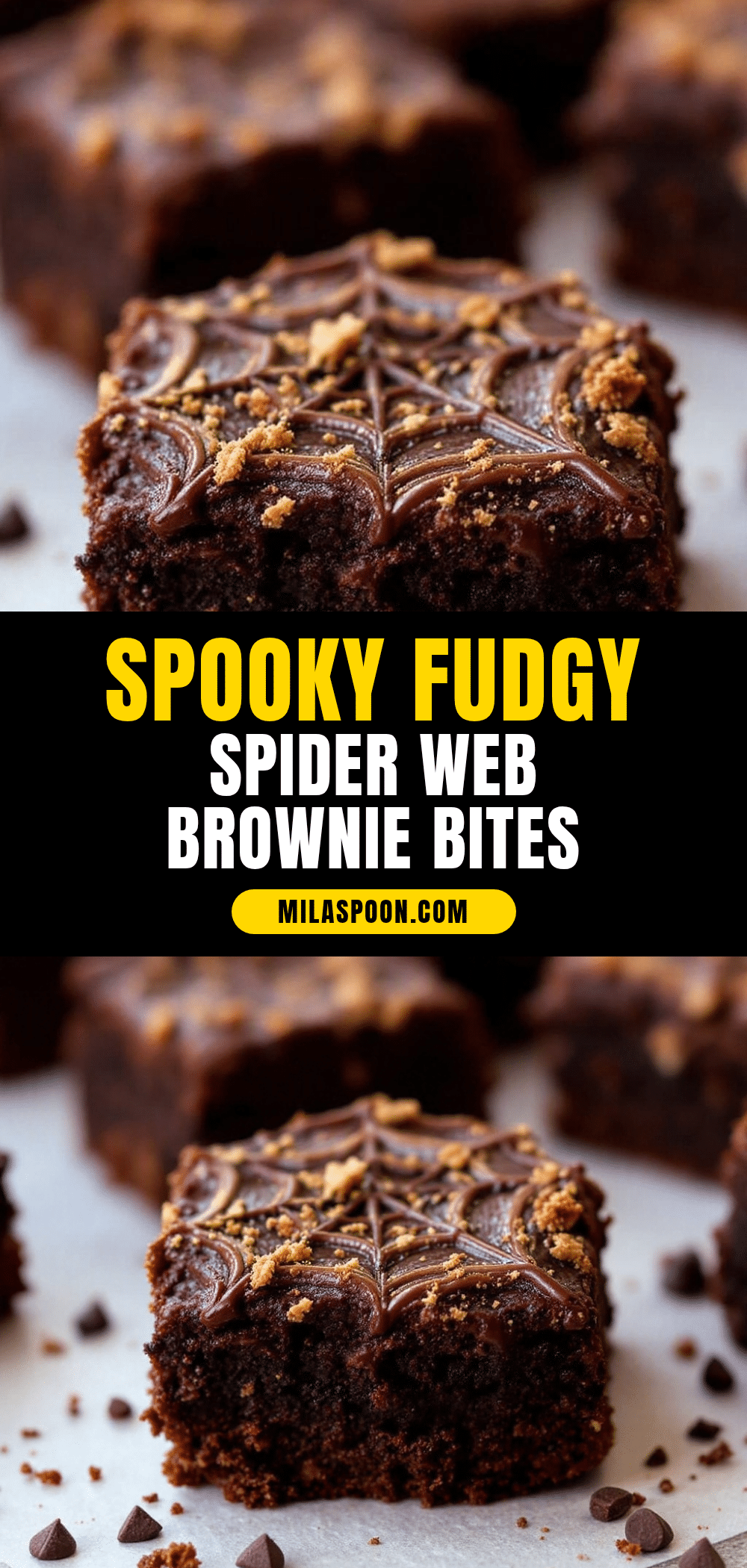 Spooky Fudgy Spider Web Brownie Bites recipe